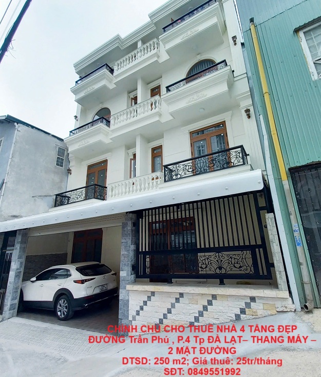 CHÍNH CHỦ CHO THUÊ NHÀ 4 TẦNG ĐẸP ĐƯỜNG Trần Phú , P.4 Tp ĐÀ LẠT– THANG MÁY – 2 MẶT ĐƯỜNG - Ảnh chính